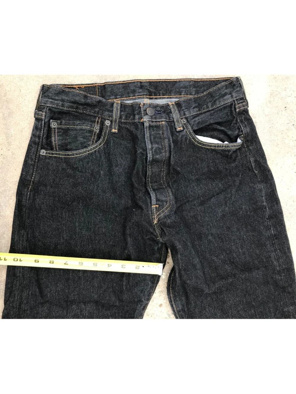 Levis 501 Jeans Mens 34x30 Black Denim Pants Button Fly Bold Dark Wash no Fading